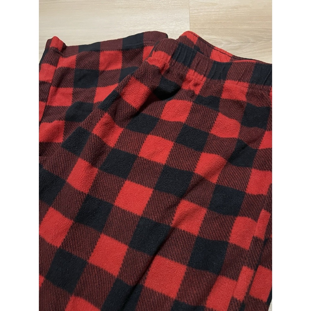 Wondershop Mens Pajama Pants XL Red Plaid Elastic Waist Pull On Polyester Fleece
